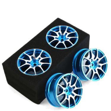 Imagem de Chanjorlin 1/10 RC On Road Drift Wheels Rims Hex 12mm Metal Rally Racing Hubs for 1:10 Scale Touring Street Car Tires Tyres Tamiya TT01 TT02 HSP 2S 3S Brushless HPI KYOSHO XV02 XV01 4PCS (Blue)