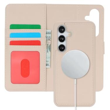 Imagem de Havaya Capa para Samsung Galaxy S24 Plus, capa magnética removível para celular com porta-cartões compatível com Magsafe Leather Flip Folio case com suporte removível à prova de choque para homens e