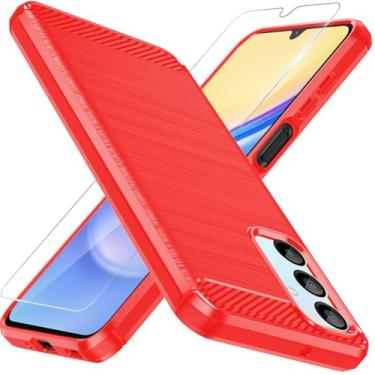 Imagem de Osophter Capa para Galaxy A16 5G: com protetor de tela, capa protetora de borracha TPU flexível com absorção de choque para capa de celular Samsung Galaxy A16 (vermelha)