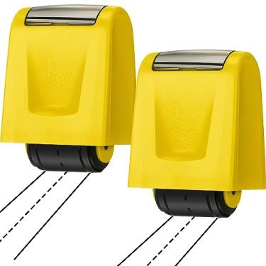 Imagem de Sherr 2 linhas de escrita tracejadas para prática de carimbo de rolo de auto-tinta, carimbos de rodagem, selos de professores, tiras de frases, prática de caligrafia para crianças professores (Amarelo, 72 x 2,44 x 1,54 polegadas)