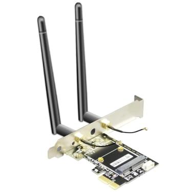 Imagem de GLOTRENDS WA02 Adaptador Bluetooth Mini PCIe para PCIe X1 WiFi para Módulo Mini PCIe WiFi 4/5/6/6e/Módulo TPU Coral, com Kits de Antena SMA de 3,5 dBi