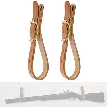 Imagem de DeYoungArbeit Tiras de couro para pendurar na parede, suporte de arma, suporte de parede, para espingarda, espingarda, ferramenta de machado, guarda-chuva de espada (4, latão)