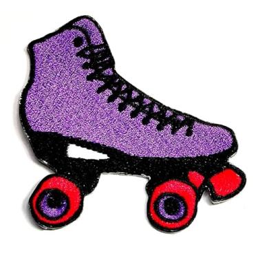 Imagem de Kleenplus Patins roxos adesivos artísticas patins patinação desenho animado símbolo símbolo camiseta jaquetas chapéus mochilas diy aplique bordado ferro em patch