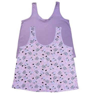 Imagem de Kit 2 Regata de Pijama Mega Plus Size 1 Liso 1 Estampado G6 ao G10 - T