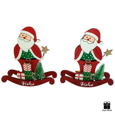 Imagem de Decoração de natal - jogo c/2 papais noel no trenó como balanço 14x16x