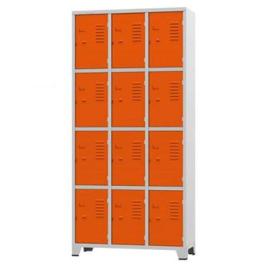 Imagem de Roupeiro de Aço 12 Portas Cinza com Laranja 1,96 X 0,93 X 0,36 - ULTRA
