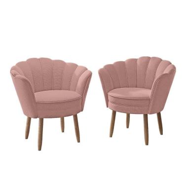 Imagem de Kit Poltronas Cadeiras Flor Confortáveis Balaqui Decor Rosa