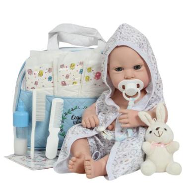Imagem de Boneco Bebê Reborn Luca Enxoval Completo Roupão Coelhinho - Cegonha Re