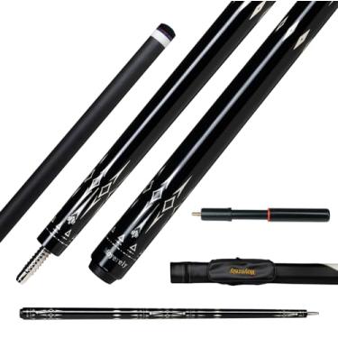 Imagem de Moyerely Taco de sinuca de fibra de carbono, bastão de sinuca de baixa deflexão de 11,8 mm/12,5 mm, bastão de sinuca profissional com estojo (MK9 + extensão, 11,8 mm)