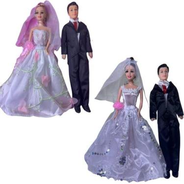 Imagem de Boneca Bella Noiva Casamento Barlina + Noivo Vestido Lindo - SACKS