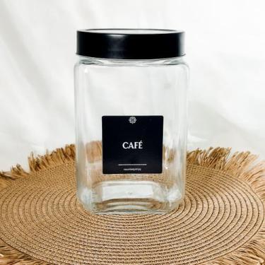 Imagem de Pote de Vidro com Tampa de Metal e Acrílico Preta 1,7L + Etiqueta - Ly