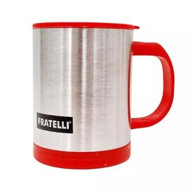 Imagem de  Caneca Copo Mixer De Inox Com Tampa 350ml - Fratelli, VERMELHA
