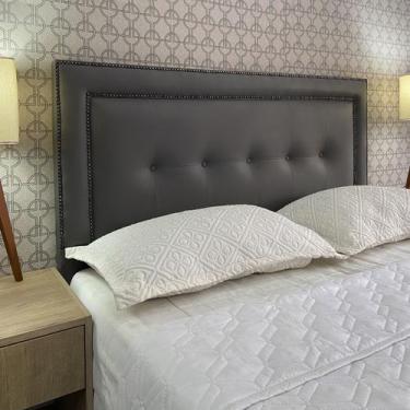 Imagem de Cabeceira Cama King Veneza 05 Diamond 2 Com tachas Corano Cinza 120 RB