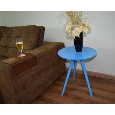 Imagem de Mesa Lateral Tampo Laqueado Para Sala Tampo 40 cm Tripé Pés Palito - l