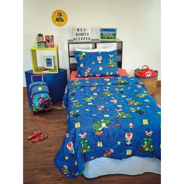 Imagem de Edredom Infantil Solteiro Lepper Microfibra - Super Mario