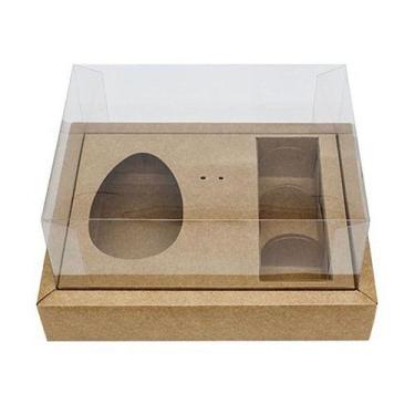Imagem de Caixa Ovo de Colher com Moldura 3 Bombons - Meio Ovo de 100g a 150g - 