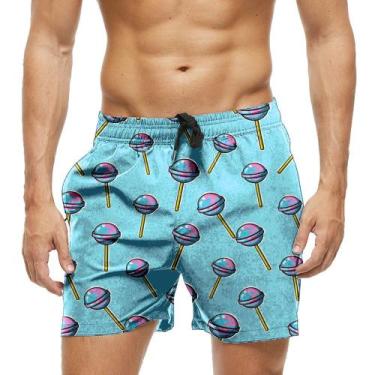 Imagem de Short Praia Shorts Banho Bermuda Verão Pirulito Azul Doce 614 - SMOKE,