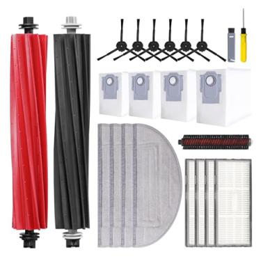 Imagem de Kit de acessórios 21 peças compatíveis com Roborock S8 Pro Ultra Robot Aspirador, 6 escovas laterais, 4 filtros HEPA, 4 sacos de pó, 1 escova de limpeza, 2 escovas principais, 4 esfregões, 2