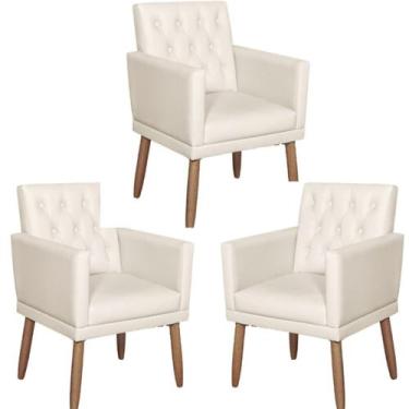 Imagem de Kit 3 Poltronas Capitone material sintético para Manicure Sala de Esta