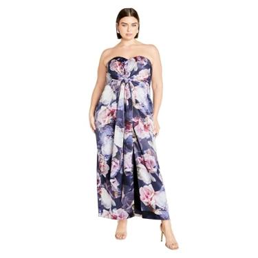 Imagem de City Chic Vestido longo plus size com estampa Kamari com alças removíveis em cristal floral, Cristal floral, 54