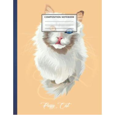Imagem de Composition Notebook: Funny Cat 8.5 x 11 Inches, 110 Pages Composition Notebook, College Ruled School Notebooks For Students, School, College, Writing Notes Journal
