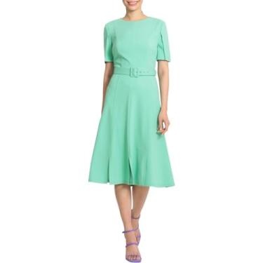 Imagem de Maggy London Vestido feminino de crepe com ajuste de manga curta e flare, Cinto - Katydid, 42