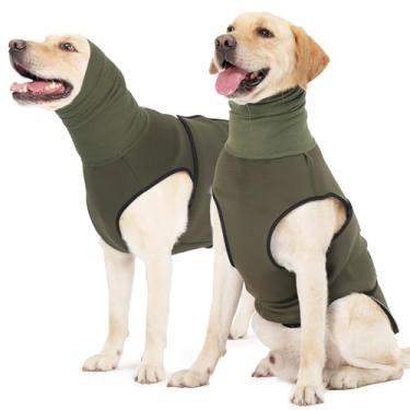 Imagem de ROZKITCH Camiseta Dog Anxiety com capa de orelha, colete refletivo calmante para tempestades e separação, moletom com capuz respirável para alívio da ansiedade, verde exército, 2GG