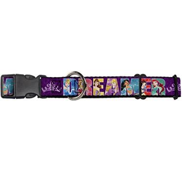 Imagem de Buckle-Down Coleira para cães Martingale Disney Dreamer 7 Princesas brilhantes Tiara Roxa Branca 23 a 38 cm de Largura