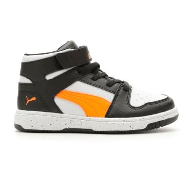 Imagem de PUMA - Tênis infantil Rebound Layup Sl Light Speckle V, Puma Branco-Rickie Laranja-Puma Preto, 1 Little Kid