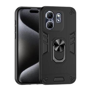 Imagem de Pzwoxukhov Capa compatível com Infinix Hot 50i, compatível com Infinix Smart 9 Suporte magnético para carro à prova de choque e antiqueda, capa preta