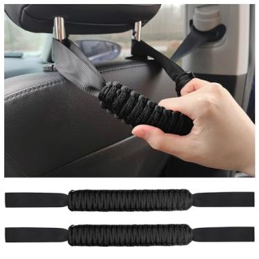 Imagem de IHOTDER 2 Pegas de apoio de cabeça para carros, alças removíveis e duráveis do banco traseiro para caminhões, carros, SUVs, pickups, acessórios de carro para decoração de carro (preto)