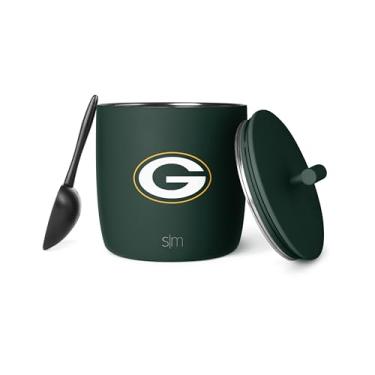 Imagem de Simple Modern Balde de gelo oficialmente licenciado pela NFL Green Bay Packers com tampa e colher | para coquetéis, festas grandes | Aço inoxidável com capacidade de 2,835 g | Coleção Rocks | Green