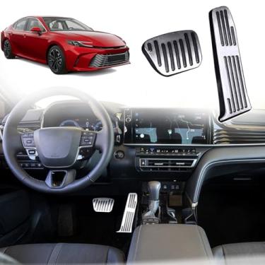 Imagem de XYHGM Capa de pedais de liga de alumínio para Toyota Camry 2025 Antiderrapante Auto Sem Perfuração Capas de pedal de freio e acelerador de alumínio 2 peças (prata)