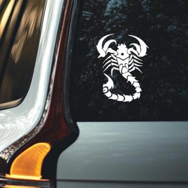 Imagem de Adesivo de decalque de carro escorpião, adesivo de parede de vinil, autoadesivo brilhante, decoração de adesivo à prova d'água, bastão de metal para janela de vidro JPX148 (branco)
