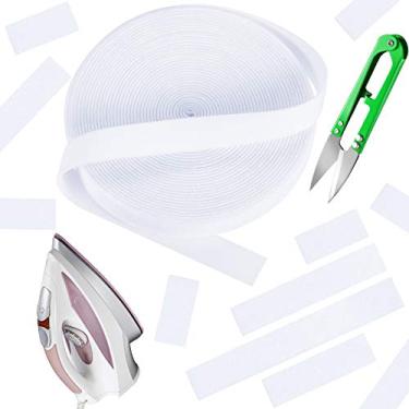 Imagem de Weewooday Etiquetas de nome de roupas para escrever de 32 pés etiquetas laváveis em tecido com tesoura pequena para uniforme universitário de enfermagem em casa