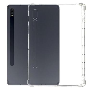Imagem de Zrengp Capa transparente de TPU à prova de choque com compartimento para caneta para Samsung Galaxy Tab S9 FE 10,9 SM-X510 X516, capa traseira macia flexível de silicone transparente fino (para Tab S9