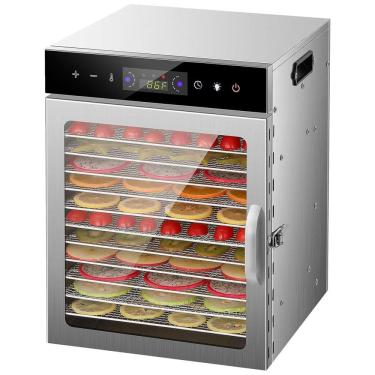 Imagem de Desidratador de Alimentos HOPERAN, 12 Bandejas de Aço Inoxidável, Controle de Temperatura 90°C, Temporizador 24H, 800W