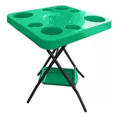 Imagem de Mesa Mesinha Petisqueira Dobrável Portátil Bandeja Churrasco Praia Bar Bares Piscina Área de Lazer (Verde)