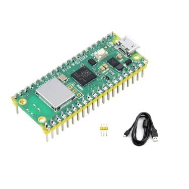 Imagem de Placa microcontroladora Pi Pico W com conector pré-soldado, Wi-Fi 4 integrado e Bluetooth 5.2, baseado no processador oficial RP2040 Dual-core