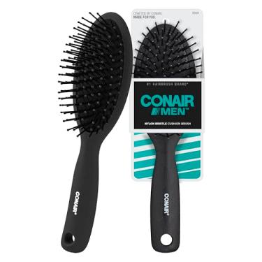 Imagem de CONAIR Escova de cabelo masculina, escova desembaraçadora masculina para escovar o dia a dia e todos os tipos de cabelo, base de almofada flexível com cerdas de ponta esférica que não prende ou puxa