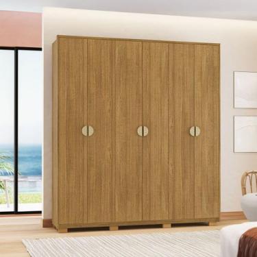 Imagem de Guarda-Roupa Igaratá 6 Portas 4 Gavetas Nature - Pnr Móveis, Marrom, M