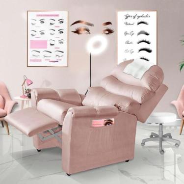 Imagem de Poltrona Para Extensão De Cílios Reclinável Suede Rose Grécia Luapa Es