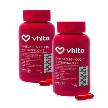 Imagem de Ômega 3 1000mg  Vitamina D e Coenzima Q10  Suplemento 3 em 1  2 potes 