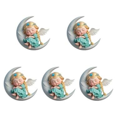Imagem de Nishiyuenyi 5x Cute Lua Girls Ornamentos do carro Espelho retrovisor Placas penduradas 2D Sinais planos Novelty Hanging Decor for Indoor Outdoor Auto