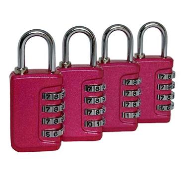 Imagem de ZPLIUST Fechaduras de bagagem – Fechaduras combinadas de 4 dígitos para academia, esportes, escola e funcionário, ao ar livre, caixa de ferramentas, cadeado com código redefinível (pacote com 4),