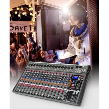 Imagem de VEDO Mixer Profissional 16 Canais para Shows ao Vivo, Karaokê - USB/Bluetooth, Efeito de Reverb, Saída de Monitoração, Controle de Som de Estúdio e Palco (Alimentação 110V/220V)