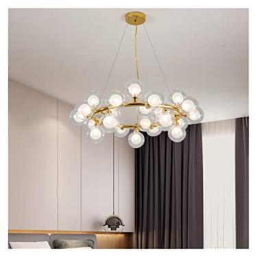 Imagem de Lustres Pingente Moderno Bola de Vidro Branco LED Lustre Sala de Estar Sala de Jantar Cozinha Decoração Iluminação Doméstica (Cor: Branco Quente) (Cor: Branco Quente)