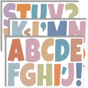 Imagem de Bemeol Conjunto De Letras De Quadro De Avisos 18 Folhas 3 Polegadas Alfabeto Recortado Letras Cartaz Quadro De Avisos Para Exibição Sala De Aula Escola Decoração De Casa (Cores Boho)