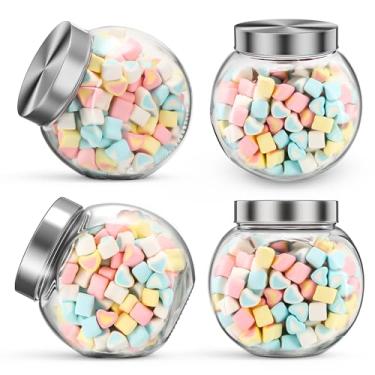 Imagem de Baderke 4 conjuntos de potes de vidro de 1,5 l de 1,5 l, pote de biscoito com tampas, recipiente hermético de doces, potes de lanche, boticário, recipiente de vidro, recipiente de armazenamento de