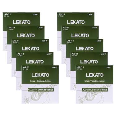 Imagem de LEKATO Cordas De Violão Acústico Revestidas De Bronze Fosforoso Com Ponta Esférica 10 Conjuntos De 6 Cordas De Aço Hexagonal (11-52)